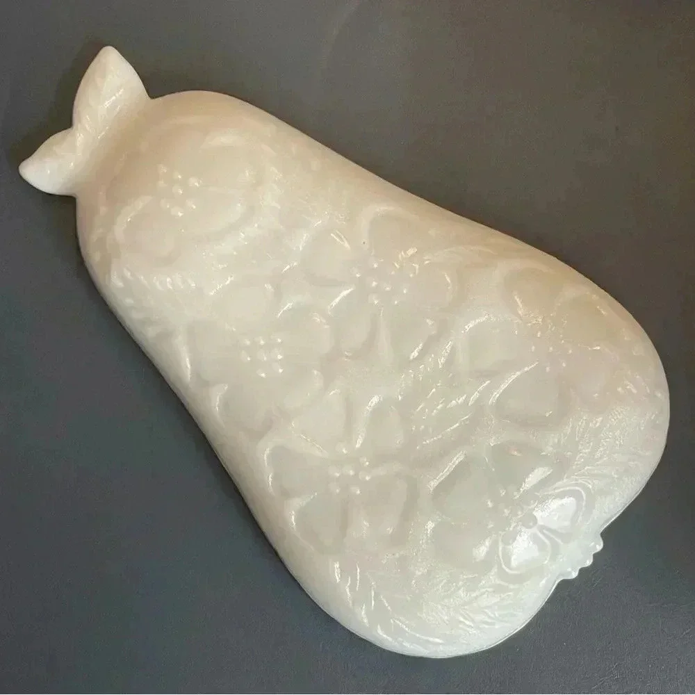 Hazel Atlas‎ Pear White Milk Glass Serving Dish Candy Fruit
